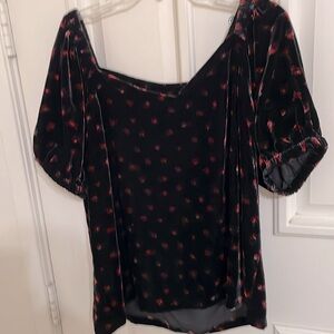Velvet romantic neckline blouse Sz XL
